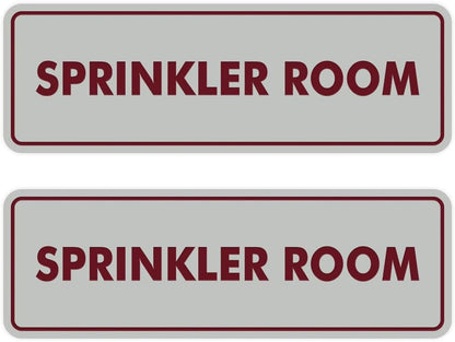Signs ByLITA Standard Sprinkler Room Sign (Light Grey/Burgundy) - Small 2 Pack