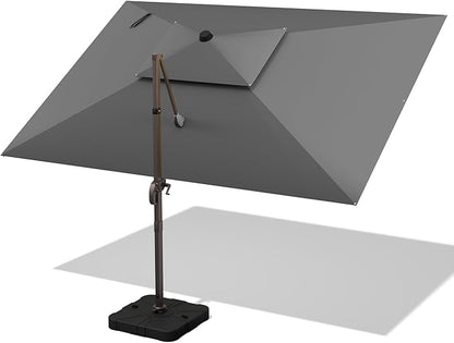9' X 12' Cantilever Outdoor Patio Umbrellas Double Top Large Rectangle Umbrella Heavy Duty 360°Rotation Offset Umbrella for Garden Deck Pool Patio,Grey
