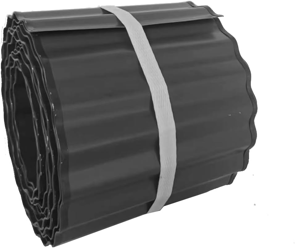 Metal Landscape Edging Border,6 inch × 40 feet Corrugated Garden Edging for Flower Bed,Lawn (Black, 6 Inch × 40FT)