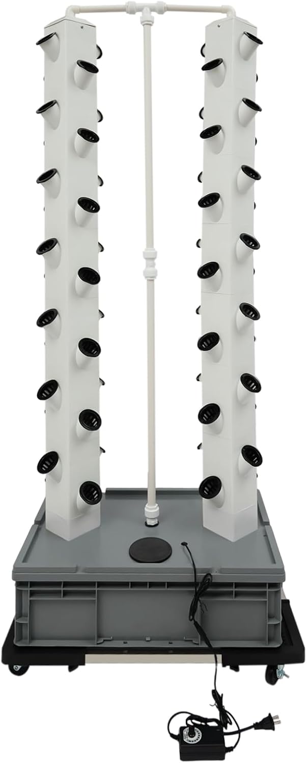 Hydroponic Growing Tower System Kit, 56-Plant Vertical Hydroponics Garden Tower with LED Grow Light, for Outdoor Indoor Herbs Fruits Vegetables Smart Garden Planter Kit