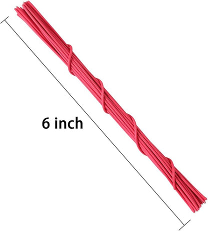 Tangyinrd 200 Pcs 6 inch Garden Twist Tie, Round Plastic Twist Ties for Plants, Vines and Wrapping Cords or Christmas Tree Gardening Plants Growth and Care, Office Home Cable Organization (Red)