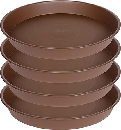 4 Pack of 16 17 inch Plant Saucer (15 inch Base), 2.3" Depth, Heavy Duty Deep Plant Trays for Pots, Bird Bath Bowls, Plant Water Saucers for Indoors, Planter Drip Trays (17", Chocolate)