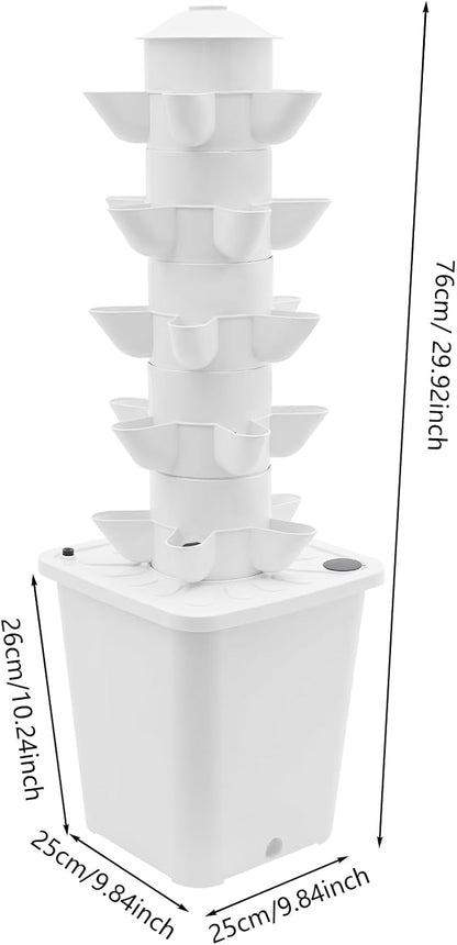 Hydroponics Vertical Growing Kit with Grow Lights 25 Plants Garden Hydroponic Growing System Outdoor Outdoor Indoor Vertical Garden Planter Tower with Automatic Watering for Herbs Fruits Vegetables