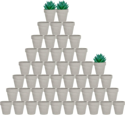 vensovo 48 Pcs 2" Tiny Terracotta & Terra Cotta Pots with Drainage - Grey Small Mini Clay Ceramic Pottery Planter Ideal for Indoor/Outdoor Plants, Crafts, Wedding Favors