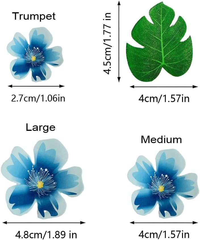 88 pieces of edible green leaf cake decorations, mixed leaf and flower cupcake decorations for Hawaiian themed festive wedding birthday party supplies.