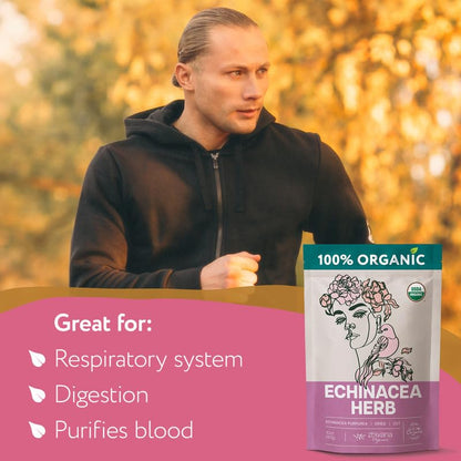 Organic Echinacea Herb (4 oz.) - Equinacea Organica - Echinacea Purpurea Loose Leaf Tea - Immunity, Respiratory System, Digestion