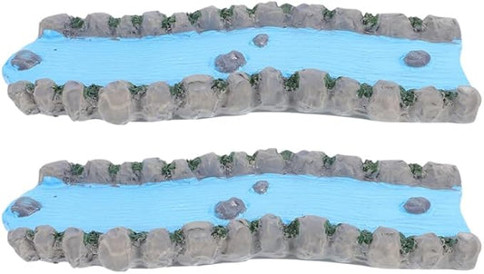 jojofuny 2pcs Miniature River: Diorama Resin Stream for Fairy Garden Accessories - Fairy Garden Pond for Dollhouse Landscape Scenery Layout Home Decoration