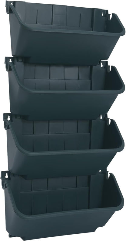 Vertical Wall Planter, Wall-Mounted Living Garden Planter with 16 Plastic Pots Stackable Wall Hanging Flower Pot Clasp Design for Vegetables Flowers (Army Green 16)