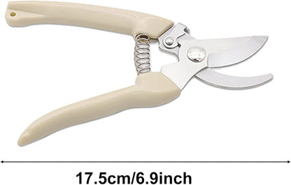 5pcs Garden Flower Shears Pruning Shears 6.9 inches Scissors Heavy Duty Plant Scissors for Cutting Flowers, Trimming Plants, Bonsai, Fruits Picking (White Handle 5pcs)