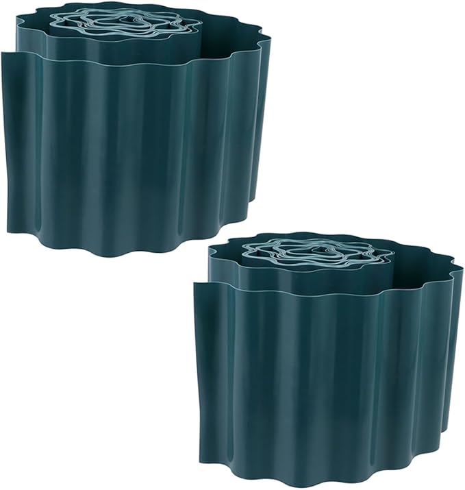 2 Rolls Flexible Plastic Garden Fence Lawn Edging Borders for Flower Beds Lightweight Landscape Border Kit with Curved and Straight Installation Pastoral Garden Decoration