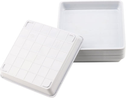 JOIKIT 15 PCS 11.4 x 11.4 Inch Square Plant Saucer, Plastic Plant Saucer Drip Tray, Square Flower Pot Tray for Indoors and Outdoor Plant Pots, 1.6 Inch Deep, White