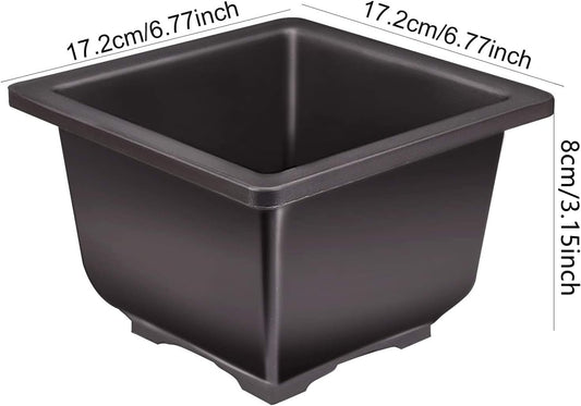 KINJOEK 15 PCS 6.7 Inch Plastic Bonsai Pots with Trays, Tall Deep Square Bonsai Training Pots with Drainage Hole, Tree Flower Succulent Plant Growing Pot Container for Garden, Indoor, Home Decorative