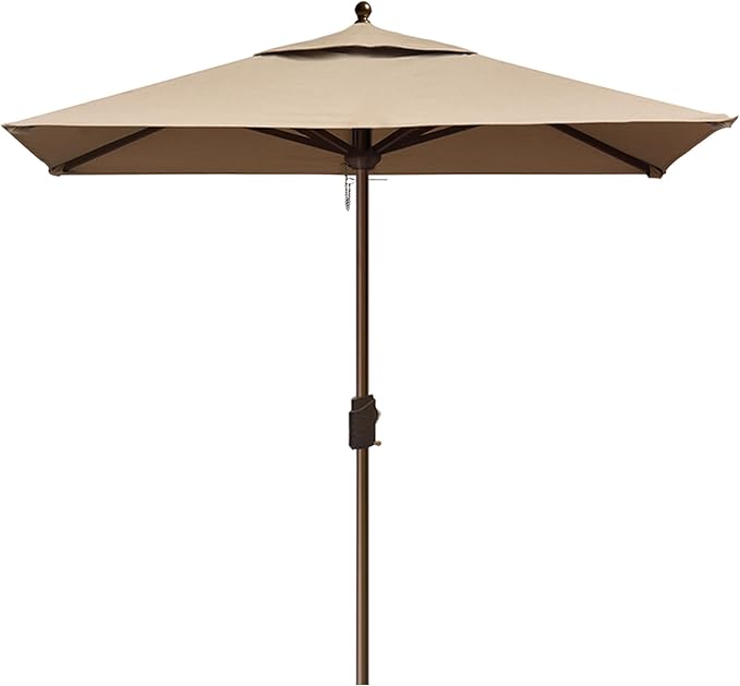 EliteShade USA 10-Year-Non-Fading 6x6Ft Square Market Umbrella Patio Outdoor Table Umbrella with Ventilation, Heather Beige