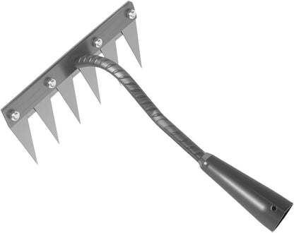 Iron Weeding Rake 2.0, New 5/6/7/8 Garden Weeder Rakes, Heavy Duty Yard Rake Hand Weeder Puller Tool for Efficient Weed Removal, Soil Cultivation, and Lawn Care, Without Stick (6 Teeth)