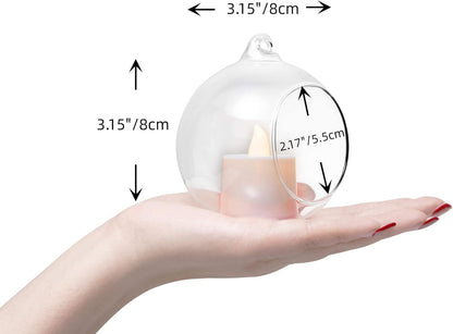 Hanging Glass Candle Holder, Globe Glass Tea Light Holder, Hanging Glass Vase, Flower Plants Terrarium, Glass Orbs Container, Micro Landscape DIY for Home, Office, Wedding (3.15" 12Pcs)