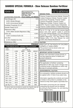 Bamboo Special 12 Month Control Release 13-5-11 High Nitrogen Fertilizer - 5 Pound Package