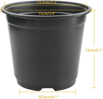 KINGLAKE 50 Pcs 6" Plastic Plants Nursery Seedlings Pots Flower Plant Container Seed Starting Pots Matte Black