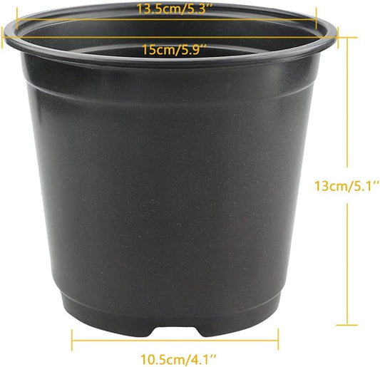 KINGLAKE 50 Pcs 6" Plastic Plants Nursery Seedlings Pots Flower Plant Container Seed Starting Pots Matte Black