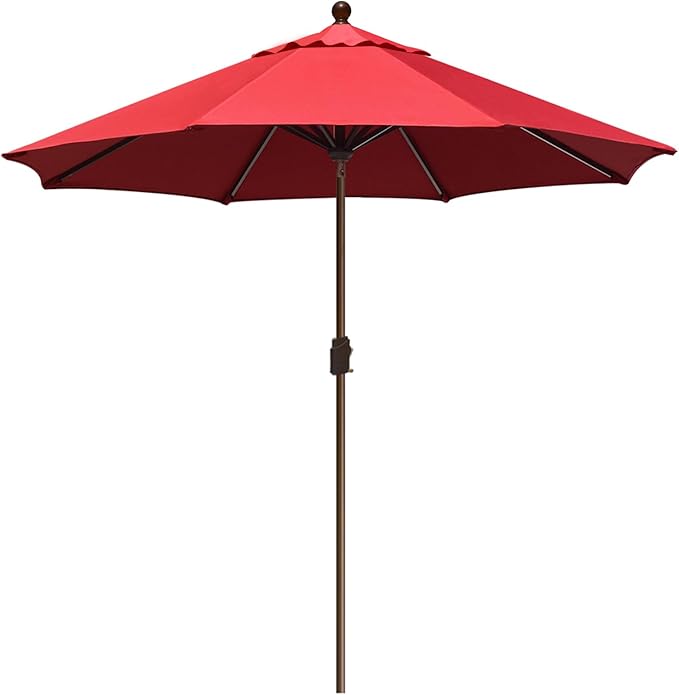 EliteShade USA 10-Year-Non-Fading 10Ft Market Umbrella Patio Umbrella Outdoor Table Umbrella with Ventilation, Logo Red