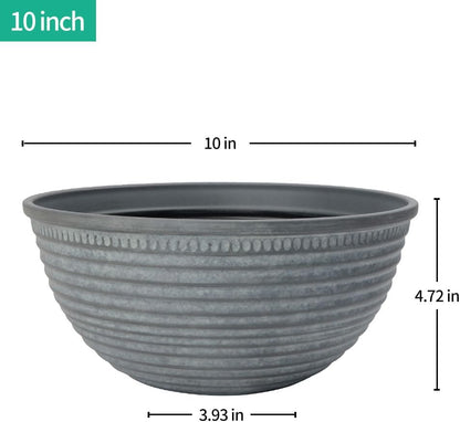 2 Pack 10 Inch Plant Pots,Durable Decorative Flower Pots Planters with Drainage Hole for Indoor and Outdoor Plants,Flowers,Succulents, Gray