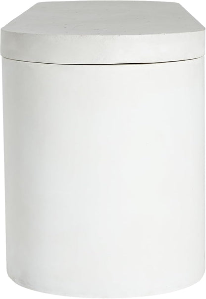 Christopher Knight Home Zigg Durable Concrete Outdoor Dining Set with Stylish Terrazzo Finish, Patio Dining Table with Bench, Oval Outdoor Patio Furniture Set with Pedestal Base, White