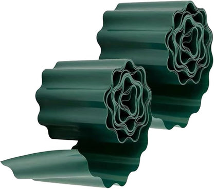 2 Rolls Reusable Plastic Lawn Border Fence Flexible Landscape Edging Kit for Garden Beds and Balconies Decorative Plant Fence Easy DIY Green Garden Trim