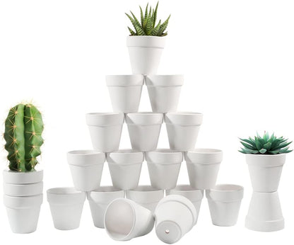 3 Inch Terracotta Pots - 22Pack Clay Flower Pots with Drainage Hole, Succulent Nursery Pot/Cactus Plant Pot. Great for Plants, Crafts, Wedding Favorn, DIY Production (White)