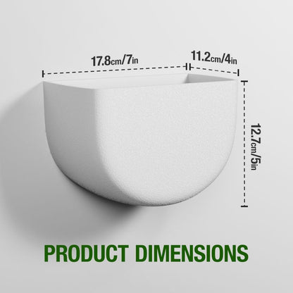 2 Pack Wall Hanging Planter Pots for Indoor and Outdoor Plants, 7 Inch Half-Moon-Shaped Plastic Wall Planter, Wall Mounted Succulent Planters (White)