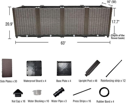 Large Planters for Outdoor Plants Raised Garden Bed Elevated Rectangular Garden Box Kits for Gardening, Vegetables, Flowers and Herbs in Backyard Patio Balcony