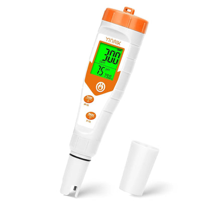 Hydroponics EC pH Tester, Simultaneous Display pH ppm for Base Reservoir Water, Continuous Monitoring of pH Conductivity Temp. ppm for Growing Nutrients, Indoor DWC System, Aeroponic Garden