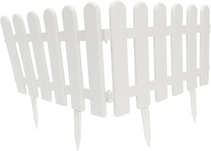 2pcs White Garden Decorative Fence with Ground Plugs Weather-Resistant Courtyard Picket Fence for Kindergarten Christmas Tree Decoration Outdoor Landscape Border