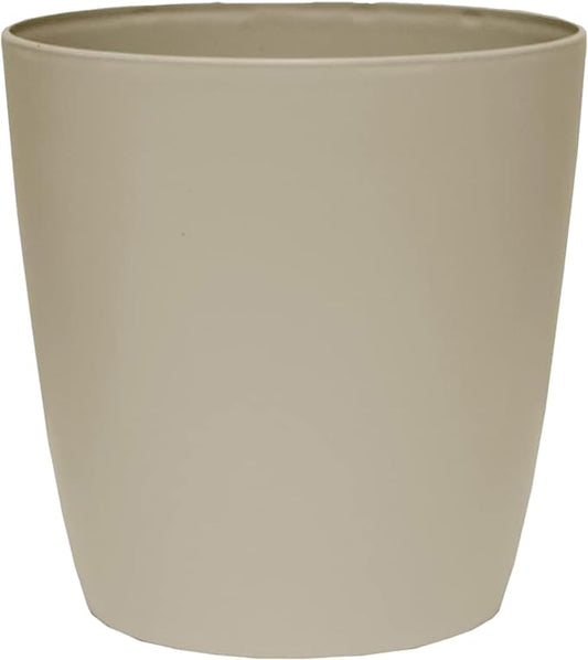 The HC Companies Aria Round Self-Watering Pot - Lightweight Plastic Planter for Herbs & More - Durable Plant Pots for Indoor Plants & Outdoor Plants (8" Beige, Pack of 1)
