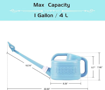 Garden Watering Can for Indoor & Outdoor Plants, Ebristar Plastic Watering Can 1 Gallon with Long Spout & Removable 360 Degree Rotation Sprinkler Head, Lightweight Watering Pot for Houseplants - Blue