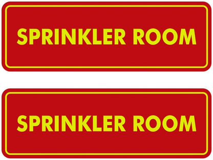 Signs ByLITA Standard Sprinkler Room Sign (Red/Yellow) - Large 2 Pack
