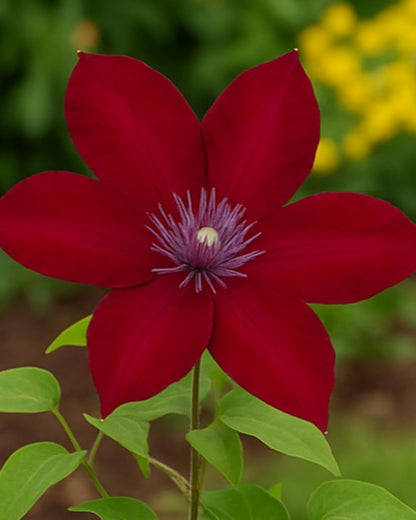 Perennial Farm Clematis Boulevard® Nubia™ Hybrid – Live Clematis Vine in 4 Quart Container, Rich Red Blooms, Compact Habit, Long Blooming, Perfect for Trellises, Containers & Small Space Gardens