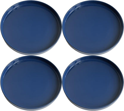 Plant Saucer Pot Tray Planter Saucers 4 Pack 4 inch, 5 6 7 8 9 10 11 12 13 15 Inch for Indoors Outdoor, Durable Sturdy Ceramic Flower Drainage drip Water Tray for Glazed Pots Base ((4.5"/4.1"-Blue)