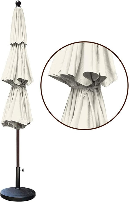 EliteShade USA 10-Year-Non-Fading 11Ft 3 Tiers Market Umbrella Patio Outdoor Cylinder Auto Push-up Table Umbrella with Ventilation, Natural