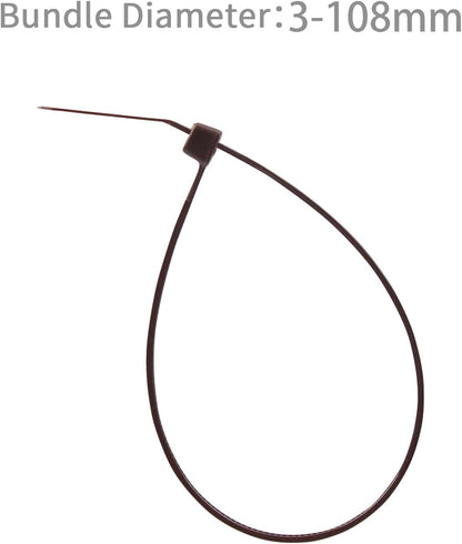 XINGO 100PCS Cable Zip Ties Heavy Duty, Premium Nylon Plastic Wire Ties with 50 Pounds Tensile Strength, Self-Locking Black Nylon Zip Ties for Indoor and Outdoor (16 inch, Brown)