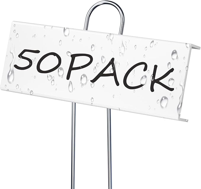 50 Pack Metal Plant Labels for Outdoor Garden Waterproof Plant Markers, Labels Garden Markers for Seedlings Herbs Vegetable Greenhouse Gifts with Pen - White
