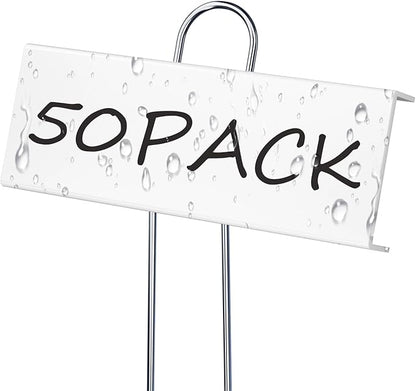 50 Pack Metal Plant Labels for Outdoor Garden Waterproof Plant Markers, Labels Garden Markers for Seedlings Herbs Vegetable Greenhouse Gifts with Pen - White