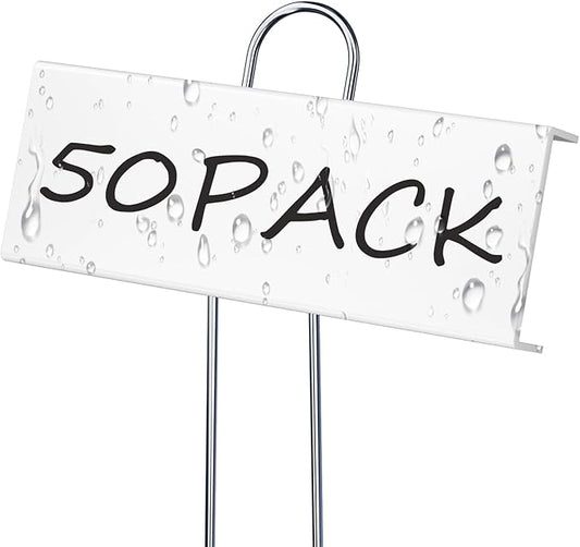 50 Pack Metal Plant Labels for Outdoor Garden Waterproof Plant Markers, Labels Garden Markers for Seedlings Herbs Vegetable Greenhouse Gifts with Pen - White