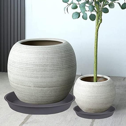 6 Pack of 10 inch Plant Saucer Gray, Heavy Duty Plastic Plant Saucer 10 inch Round, Durable Plant Tray for Pots, Plant Saucers for Indoors, Plant Trays for Planter 9"/10" (10", Cement Gray)