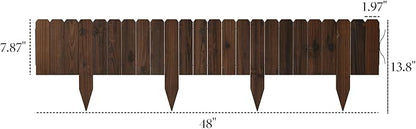 3PACK Wood Garden Edging Border Wooden Garden Fence No Dig Landscape Edging Decorative Flower Bed Border Courtyards Planting Tree Fence Patio Path Edging -7.87" H x 48" L (12FT Total Length)