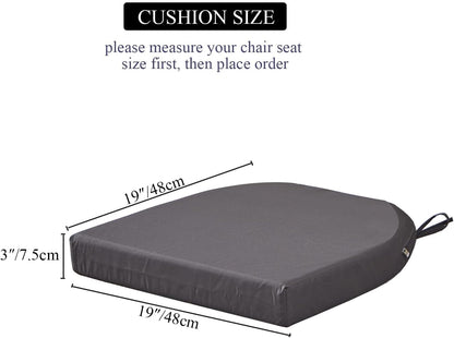 19 x 19 Inch Outdoor Seat Cushions for Patio Furniture with Non Slip and Ties Waterproof & UV Resistant Round Corner Outdoor Chair Cushions Replacement Set of 2, Gray