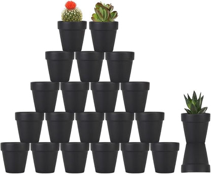 3 Inch Terracotta Pots - 22Pack Clay Flower Pots with Drainage Hole, Succulent Nursery Pot/Cactus Plant Pot. Great for Plants, Crafts, Wedding Favorn, DIY Production (Black)