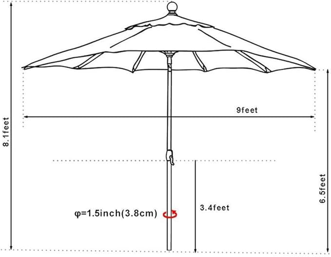 EliteShade USA 10-Year-Non-Fading 9Ft Market Umbrella Patio Umbrella Outdoor Table Umbrella with Ventilation, Macaw Green