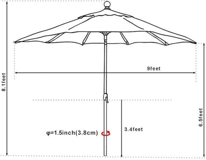 EliteShade USA 10-Year-Non-Fading 9Ft Market Umbrella Patio Umbrella Outdoor Table Umbrella with Ventilation, Macaw Green