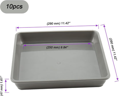 JOIKIT 10 PCS 11.4 x 11.4 Inch Square Plant Saucer, Plastic Plant Saucer Drip Tray, Square Flower Pot Tray for Indoors and Outdoor Plant Pots, 1.6 Inch Deep, Gray