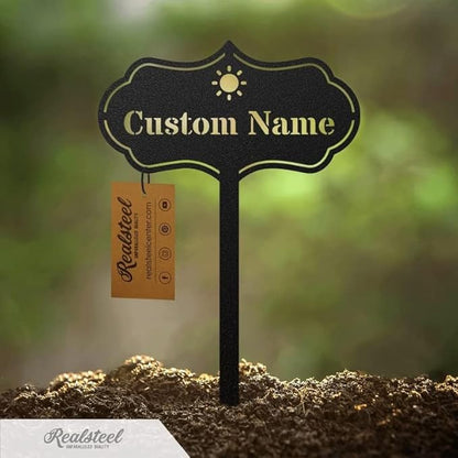 RealSteel – Customizable Seed & Plant Markers - Outdoor Herb Garden Stakes - Elegant Fruit/Vegetable Labels - Steel Plant Tags for Pots - Classy Design for Farmhouse/Greenhouse – Sprout Icon