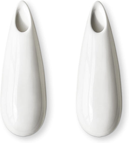 2 Pack White Ceramic Wall Vases,7.9 Inch Wall Hanging Plant Holder,Cubicle Modern Decor Plant Holder Vase for Indoor Plants, Hanging Propagation Flower Pots for Air Vases